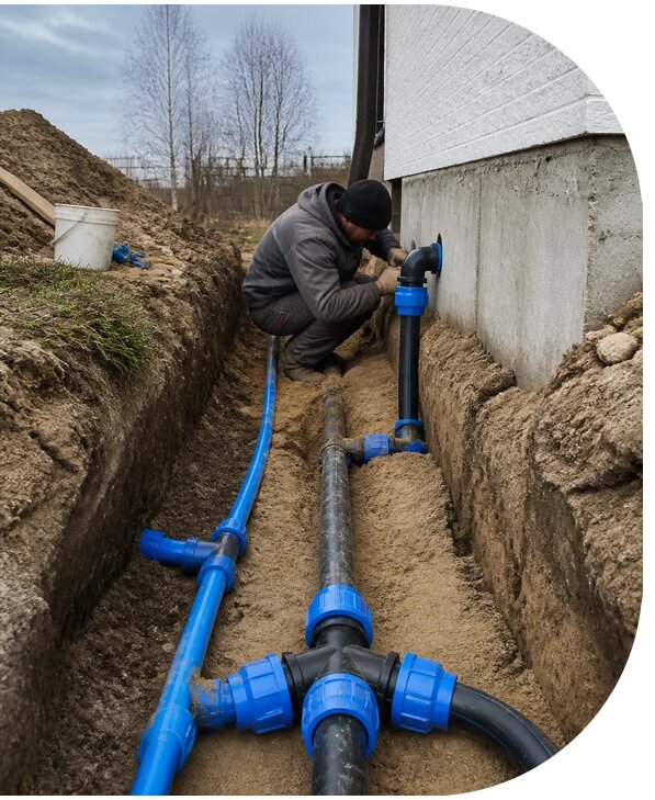 Монтаж наружного водопровода на участке под ключ в Усолье-Сибирском